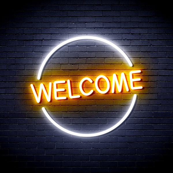 ADVPRO Welcome Ultra-Bright LED Neon Sign fnu0406 - White & Golden Yellow