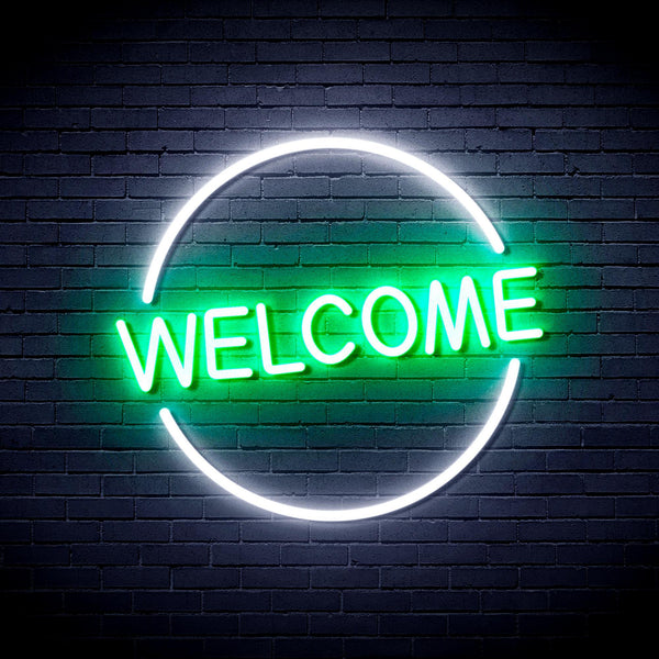 ADVPRO Welcome Ultra-Bright LED Neon Sign fnu0406 - White & Green