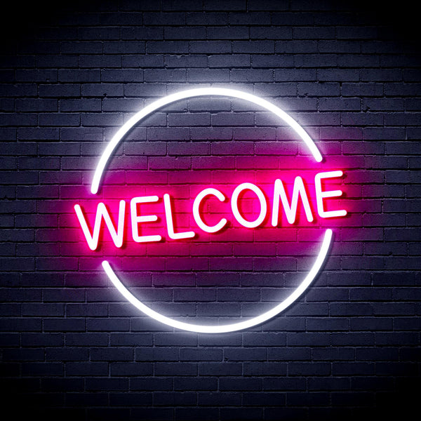ADVPRO Welcome Ultra-Bright LED Neon Sign fnu0406 - White & Pink