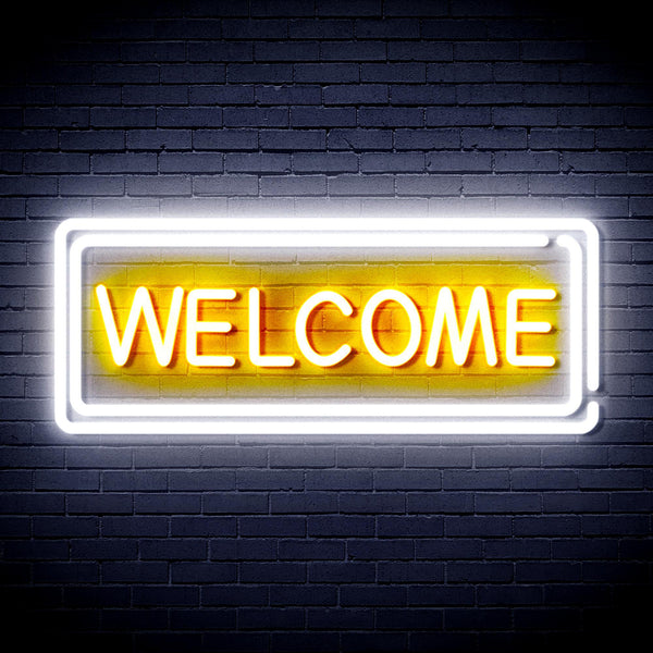 ADVPRO Welcome Ultra-Bright LED Neon Sign fnu0407 - White & Golden Yellow