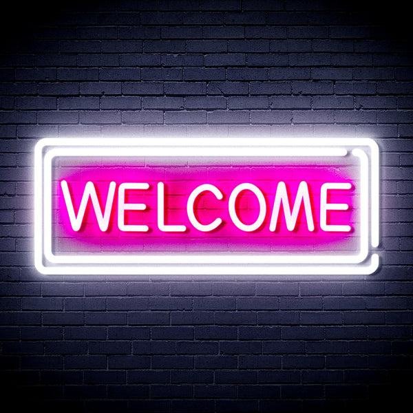 ADVPRO Welcome Ultra-Bright LED Neon Sign fnu0407 - White & Pink