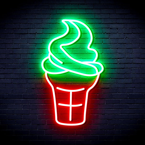 ADVPRO Ice-cream Cone Ultra-Bright LED Neon Sign fnu0411 - Green & Red