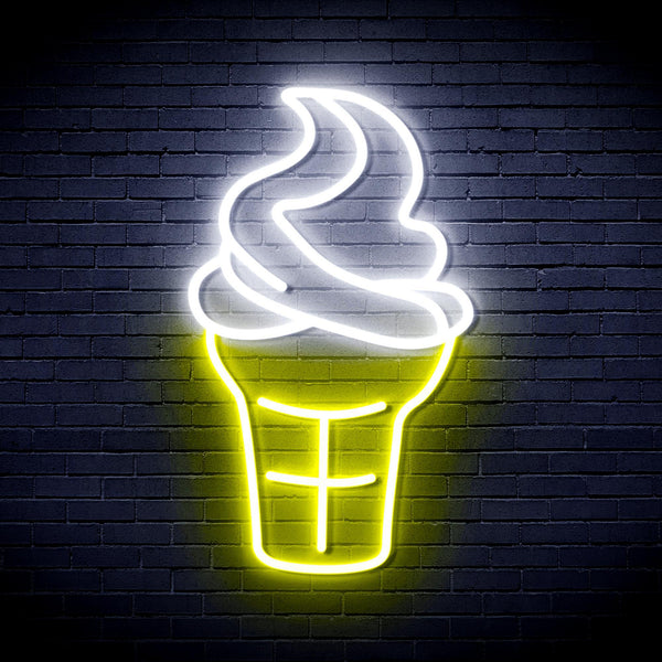 ADVPRO Ice-cream Cone Ultra-Bright LED Neon Sign fnu0411 - White & Yellow