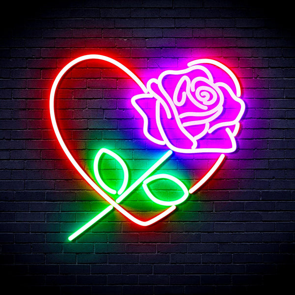 ADVPRO Rosw with Heart Ultra-Bright LED Neon Sign fnu0414 - Multi-Color 1