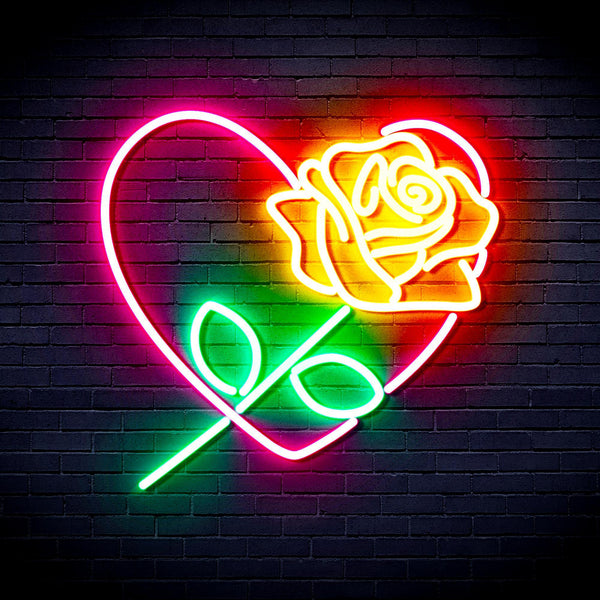ADVPRO Rosw with Heart Ultra-Bright LED Neon Sign fnu0414 - Multi-Color 7