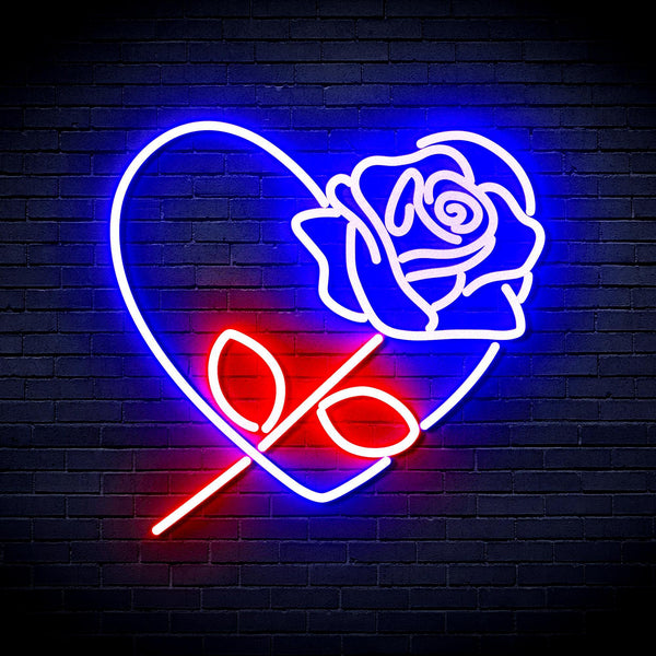 ADVPRO Rosw with Heart Ultra-Bright LED Neon Sign fnu0414 - Red & Blue