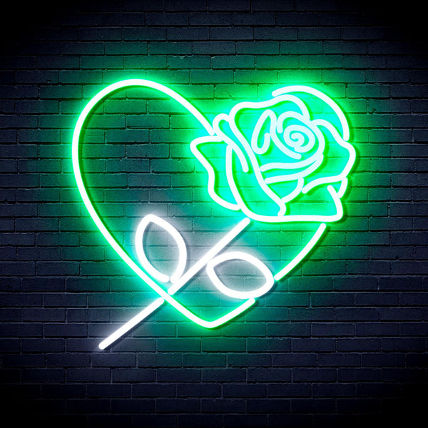 ADVPRO Rosw with Heart Ultra-Bright LED Neon Sign fnu0414 - White & Green