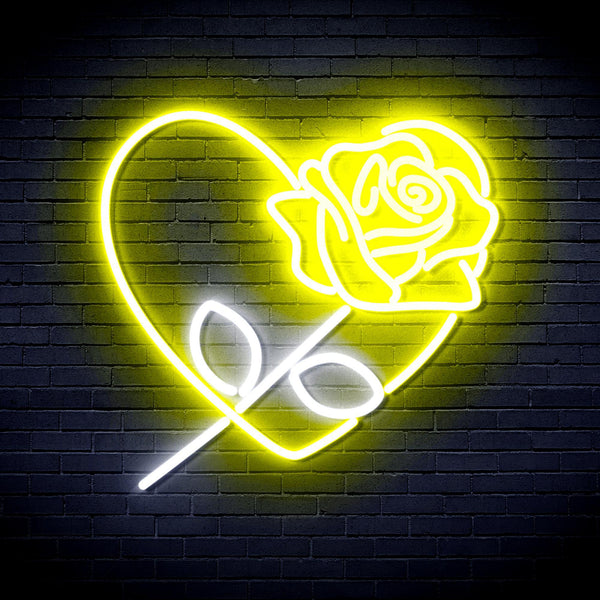 ADVPRO Rosw with Heart Ultra-Bright LED Neon Sign fnu0414 - White & Yellow