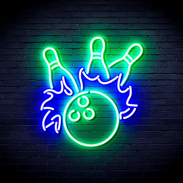 ADVPRO Bowling Ultra-Bright LED Neon Sign fnu0416 - Green & Blue