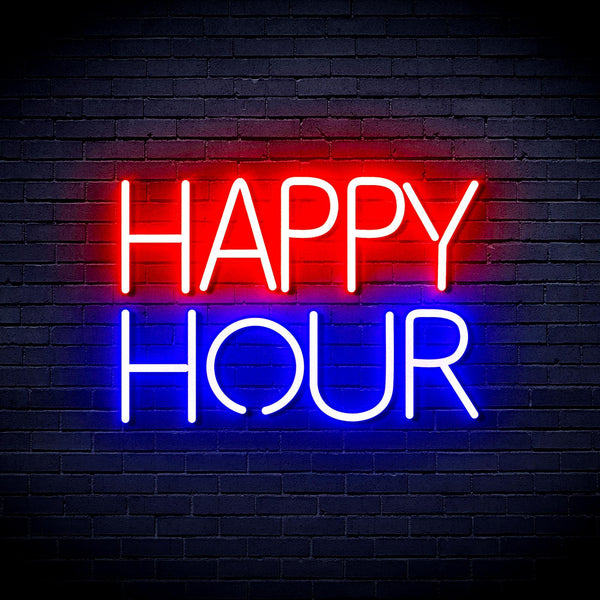 ADVPRO Happy Hour Ultra-Bright LED Neon Sign fnu0420 - Blue & Red