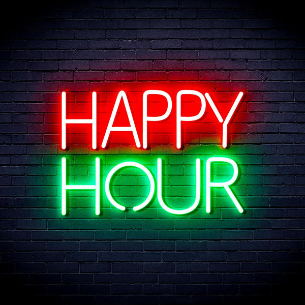 ADVPRO Happy Hour Ultra-Bright LED Neon Sign fnu0420 - Green & Red