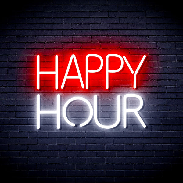 ADVPRO Happy Hour Ultra-Bright LED Neon Sign fnu0420 - White & Red