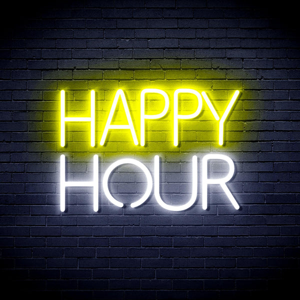 ADVPRO Happy Hour Ultra-Bright LED Neon Sign fnu0420 - White & Yellow