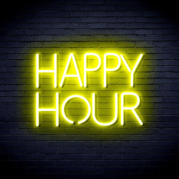 ADVPRO Happy Hour Ultra-Bright LED Neon Sign fnu0420 - Yellow