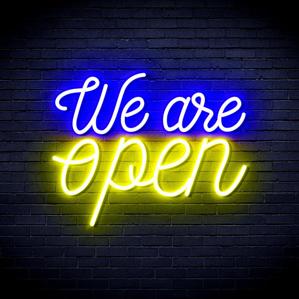 ADVPRO We 're Open Ultra-Bright LED Neon Sign fnu0424 - Blue & Yellow