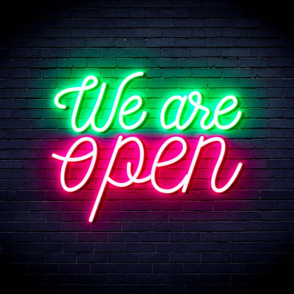 ADVPRO We 're Open Ultra-Bright LED Neon Sign fnu0424 - Green & Pink