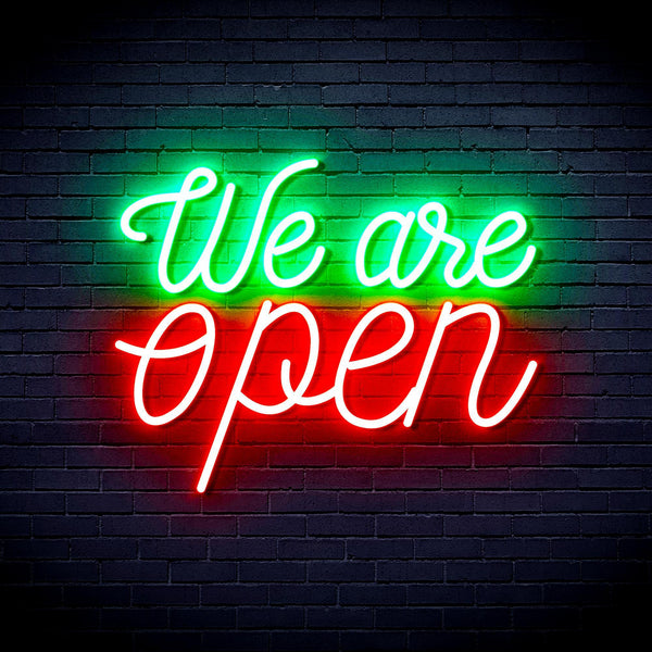ADVPRO We 're Open Ultra-Bright LED Neon Sign fnu0424 - Green & Red