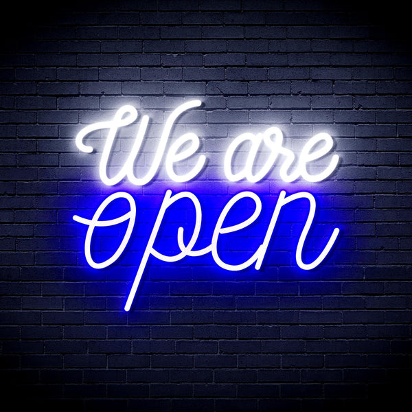 ADVPRO We 're Open Ultra-Bright LED Neon Sign fnu0424 - White & Blue