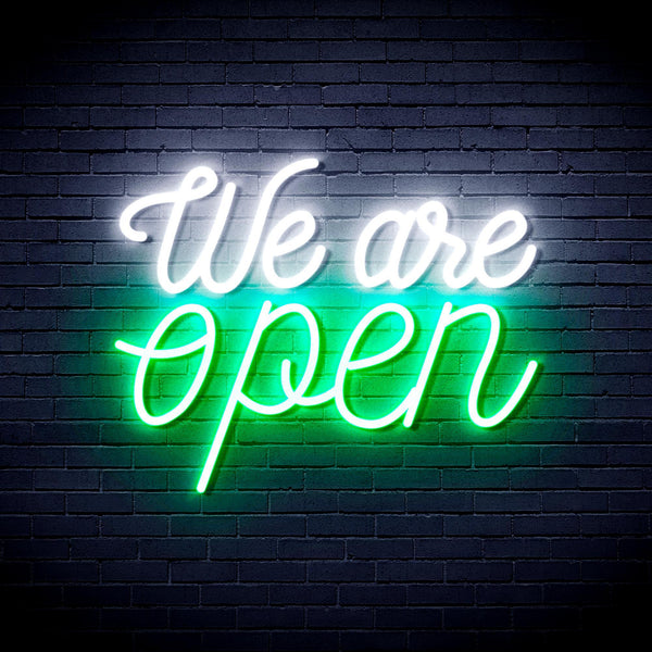 ADVPRO We 're Open Ultra-Bright LED Neon Sign fnu0424 - White & Green
