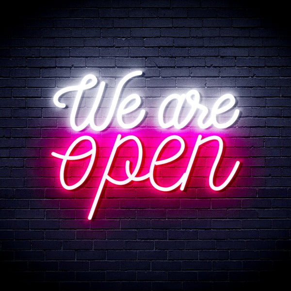 ADVPRO We 're Open Ultra-Bright LED Neon Sign fnu0424 - White & Pink