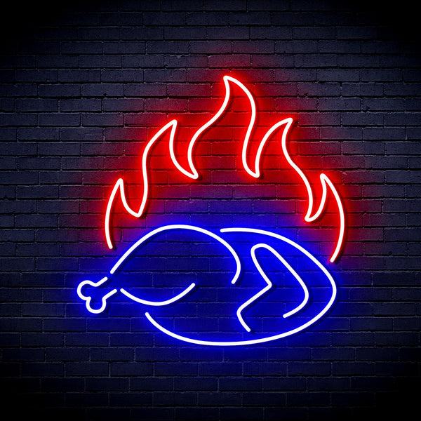 ADVPRO Chicken Shop Restaurant with Flame Ultra-Bright LED Neon Sign fnu0426 - Blue & Red