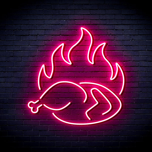 ADVPRO Chicken Shop Restaurant with Flame Ultra-Bright LED Neon Sign fnu0426 - Pink