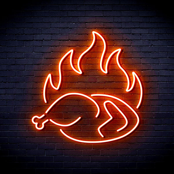 ADVPRO Chicken Shop Restaurant with Flame Ultra-Bright LED Neon Sign fnu0426 - Orange