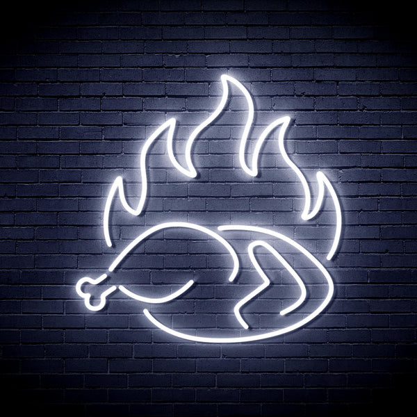 ADVPRO Chicken Shop Restaurant with Flame Ultra-Bright LED Neon Sign fnu0426 - White