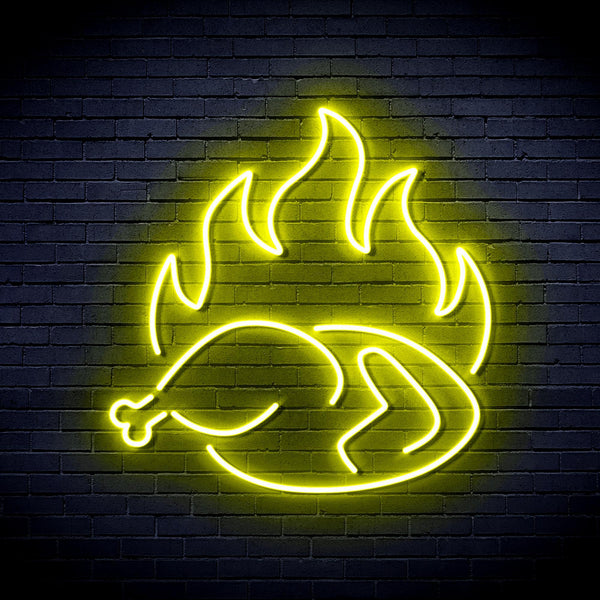 ADVPRO Chicken Shop Restaurant with Flame Ultra-Bright LED Neon Sign fnu0426 - Yellow