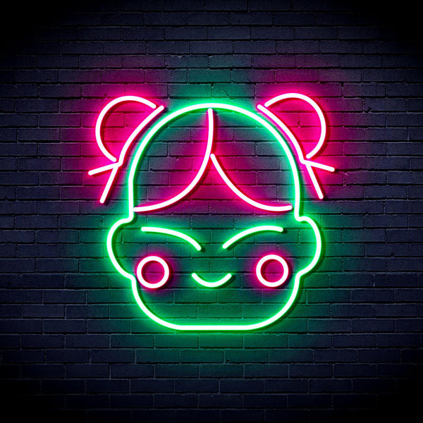 ADVPRO Chinese New Year Child Girl Ultra-Bright LED Neon Sign fnu0429 - Green & Pink