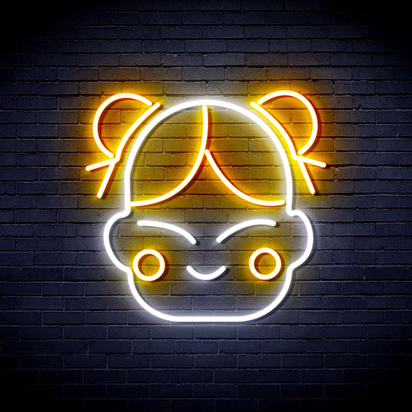 ADVPRO Chinese New Year Child Girl Ultra-Bright LED Neon Sign fnu0429 - White & Golden Yellow