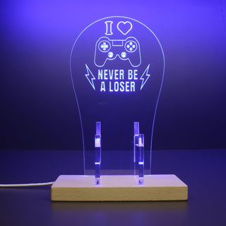 ADVPRO I Love Game, Never Be a Loser Gamer LED neon stand hgA-j0001 - Blue