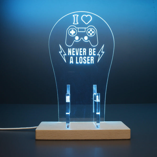 ADVPRO I Love Game, Never Be a Loser Gamer LED neon stand hgA-j0001 - Sky Blue