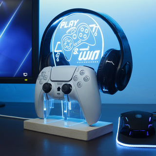 ADVPRO Play and Win with Game Controller Gamer LED neon stand hgA-j0002 - Sky Blue