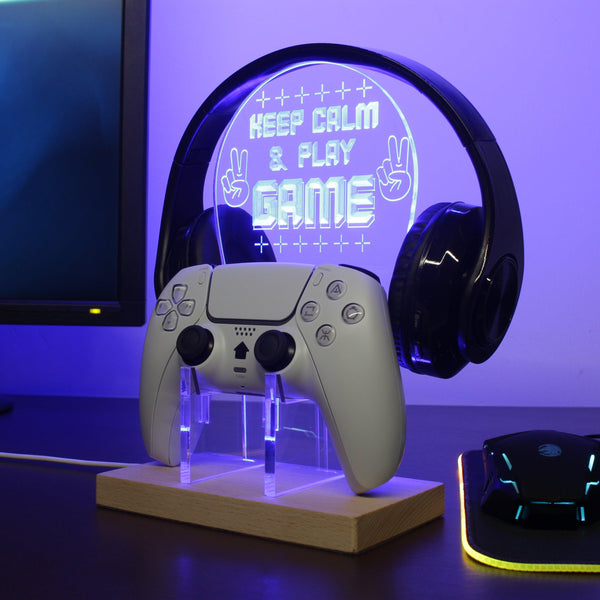 ADVPRO Keep Calm and Play Game Gamer LED neon stand hgA-j0004 - Blue