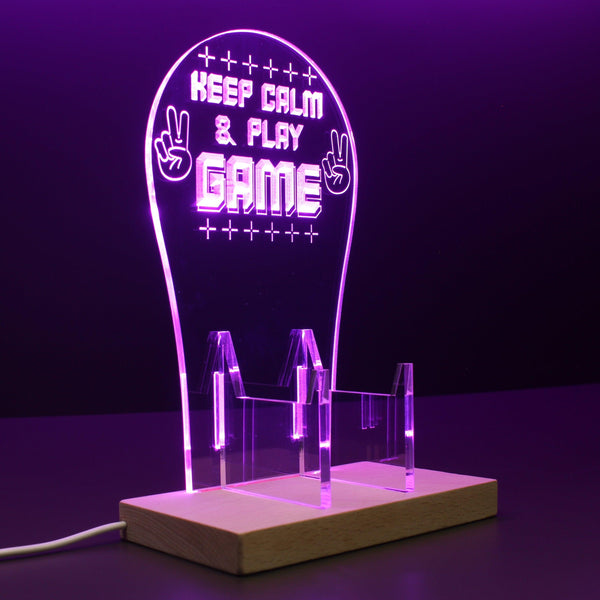 ADVPRO Keep Calm and Play Game Gamer LED neon stand hgA-j0004 - Purple