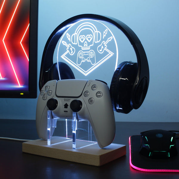 ADVPRO Skull Head Play Game Gamer LED neon stand hgA-j0006 - White