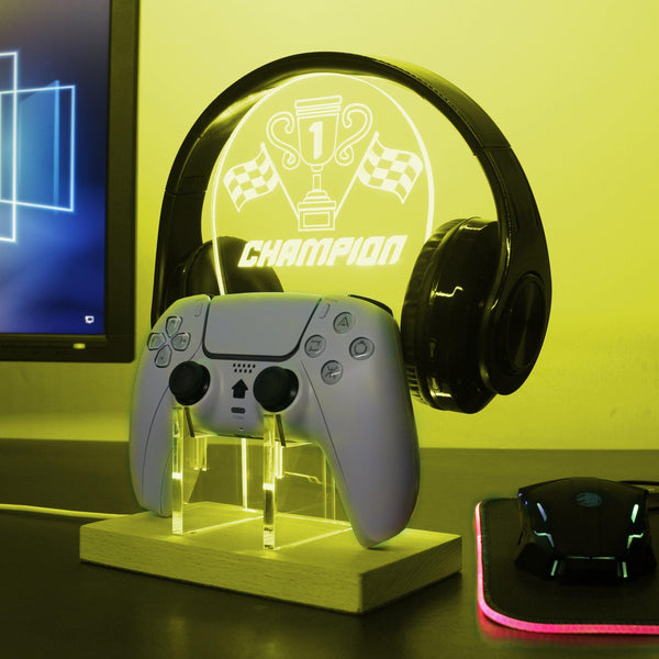 ADVPRO Be the First Champion Gamer LED neon stand hgA-j0007 - Yellow