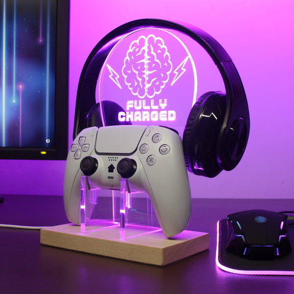 ADVPRO Your Brain Fully Charged Gamer LED neon stand hgA-j0008 - Purple