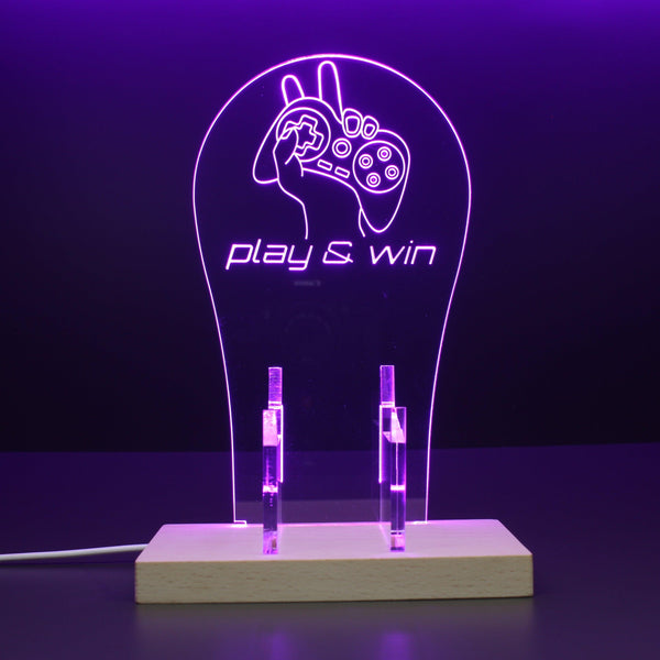 ADVPRO Play and Win with Game Controller Gamer LED neon stand hgA-j0009 - Purple