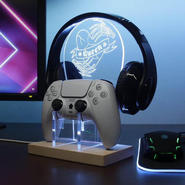 ADVPRO Skull Hand with Broken Heart Gamer LED neon stand hgA-j0023 - White