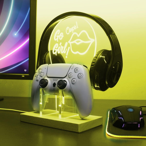 ADVPRO Oops! Go Girl! Gamer LED neon stand hgA-j0026 - Yellow