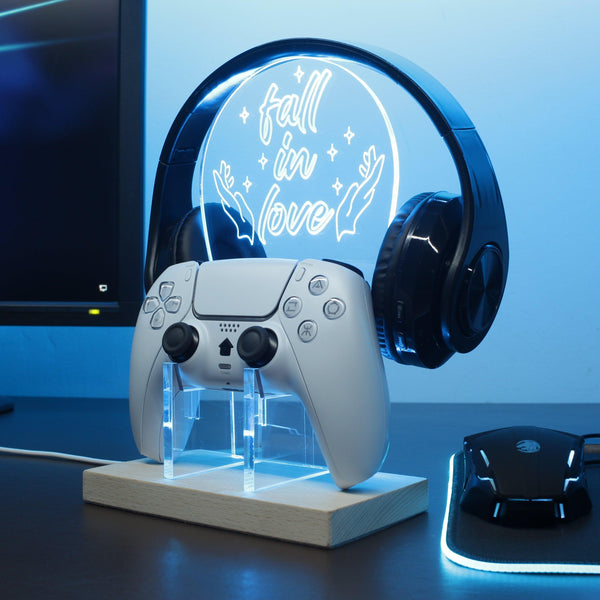 ADVPRO Fall in Love Gamer LED neon stand hgA-j0027 - Sky Blue