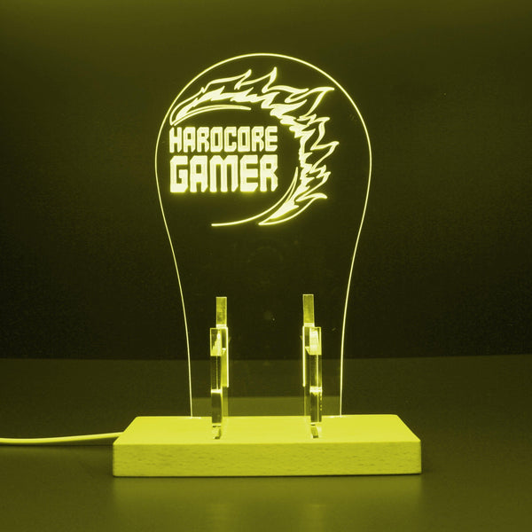 ADVPRO Hard Core Gamer with Circle Fire Gamer LED neon stand hgA-j0031 - Yellow