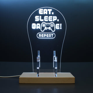ADVPRO Eat Sleep Game Repeat Gamer LED neon stand hgA-j0032 - White