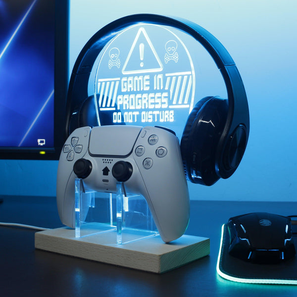 ADVPRO Game in Progress,  Do Not Disturb! Gamer LED neon stand hgA-j0034 - Sky Blue