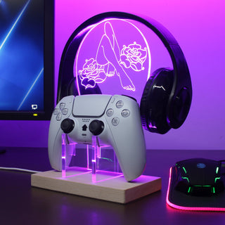 ADVPRO Sexy Poses with 2 Roses Gamer LED neon stand hgA-j0035 - Purple