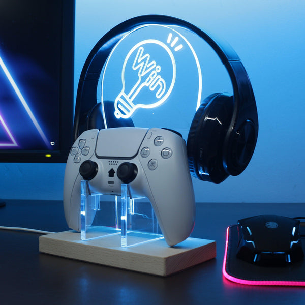 ADVPRO Win Word Inside The Light Bulb Gamer LED neon stand hgA-j0042 - Sky Blue