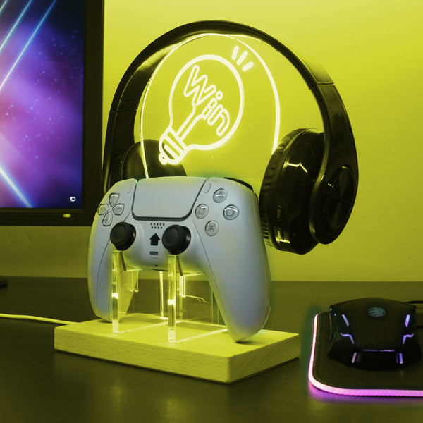 ADVPRO Win Word Inside The Light Bulb Gamer LED neon stand hgA-j0042 - Yellow