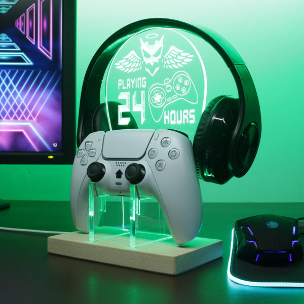 ADVPRO Playing Game 24 Hours Gamer LED neon stand hgA-j0059 - Green